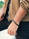 7mm Black Braided Leather Bracelet