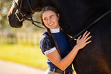 Short Sleeve Lace shirt- Navy crystal front
