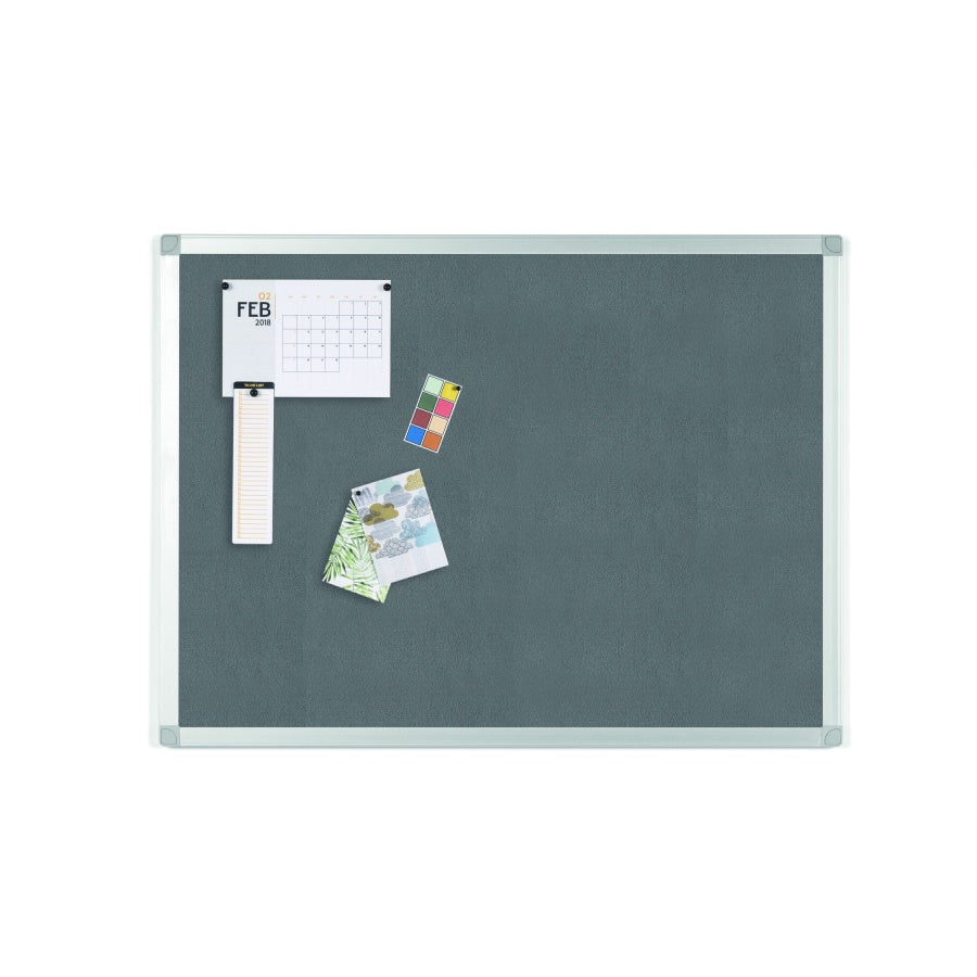 Ayda Gray Felt Bulletin Board, 18 X 24, Aluminum Frame