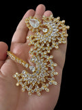DJET97 Subhana gold plated chandbali earrings tika set -clear ( READY TO SHIP )