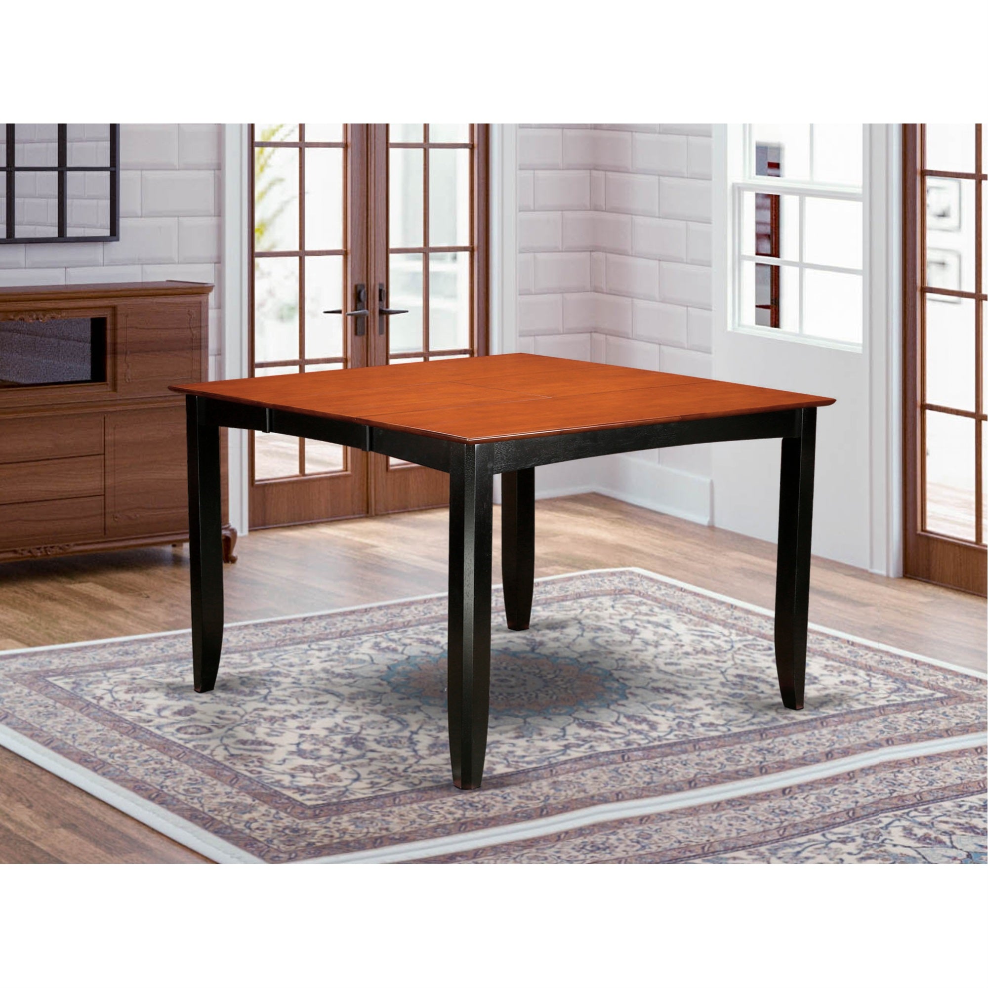 Fat-Blk-T Fairwinds Gathering Counter Height Dining Square 54 Table With 18 Butterfly Leaf Finished In Black & Cherry (Only