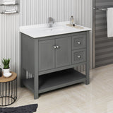 Fresca Manchester Regal 40 Gray Wood Veneer Traditional Bathroom Cabinet W/ Top & Sink