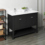 Fresca Manchester 48 Black Traditional Double Sink Bathroom Cabinet W/ Top & Sinks