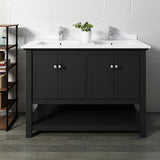 Fresca Manchester 48 Black Traditional Double Sink Bathroom Cabinet W/ Top & Sinks