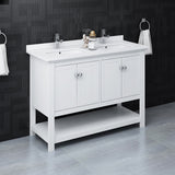 Fresca Manchester 48 White Traditional Double Sink Bathroom Cabinet W/ Top & Sinks