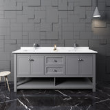 Fresca Manchester 72 Gray Traditional Double Sink Bathroom Cabinet W/ Top & Sinks