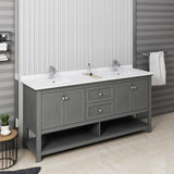 Fresca Manchester Regal 72 Gray Wood Veneer Traditional Double Sink Bathroom Cabinet W/ Top & Sinks