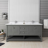 Fresca Manchester Regal 72 Gray Wood Veneer Traditional Double Sink Bathroom Cabinet W/ Top & Sinks
