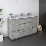 Fresca Formosa 54 Floor Standing Modern Bathroom Cabinet W/ Top & Sink In Ash
