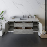 Fresca Formosa 60 Wall Hung Single Sink Modern Bathroom Cabinet W/ Top & Sink In Ash