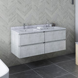 Fresca Formosa 48 Wall Hung Double Sink Modern Bathroom Cabinet W/ Top & Sinks In Rustic White