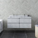 Fresca Formosa 46 Wall Hung Double Sink Modern Bathroom Cabinet In Rustic White