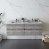 Fresca Formosa 60 Wall Hung Double Sink Modern Bathroom Cabinet W/ Top & Sinks In Ash