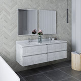 Fresca Formosa 60 Wall Hung Double Sink Modern Bathroom Cabinet W/ Top & Sinks In Rustic White