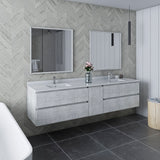 Fresca Formosa 84 Wall Hung Double Sink Modern Bathroom Cabinet W/ Top & Sinks In Rustic White
