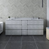 Fresca Formosa 84 Floor Standing Double Sink Modern Bathroom Cabinet W/ Top & Sinks In Rustic White