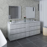 Fresca Formosa 84 Floor Standing Double Sink Modern Bathroom Cabinet W/ Top & Sinks In Rustic White
