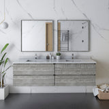Fresca Formosa 70 Wall Hung Double Sink Modern Bathroom Cabinet In Ash