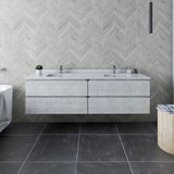 Fresca Formosa 72 Wall Hung Double Sink Modern Bathroom Cabinet W/ Top & Sinks In Rustic White