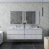 Fresca Formosa 72 Wall Hung Double Sink Modern Bathroom Cabinet W/ Top & Sinks In Rustic White