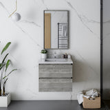 Fresca Formosa 24 Wall Hung Modern Bathroom Cabinet W/ Top & Sink In Ash