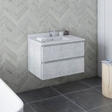 Fresca Formosa 30 Wall Hung Modern Bathroom Cabinet W/ Top & Sink In Rustic White