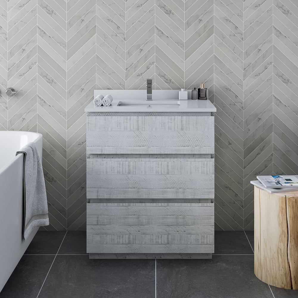 Fresca Formosa 29 Floor Standing Modern Bathroom Cabinet In Rustic White