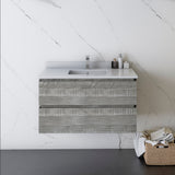 Fresca Formosa 36 Wall Hung Modern Bathroom Cabinet W/ Top & Sink In Ash