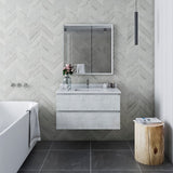 Fresca Formosa 35 Wall Hung Modern Bathroom Cabinet In Rustic White