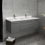 Fresca Lucera 48 Gray Wall Hung Modern Bathroom Cabinet W/ Top & Double Undermount Sinks