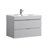Fresca Valencia 36 Glossy White Wall Hung Modern Bathroom Vanity