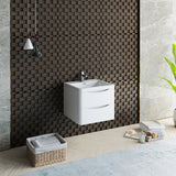 Fresca Tuscany 24 Glossy White Wall Hung Modern Bathroom Cabinet W/ Integrated Sink