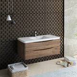 Fresca Tuscany 48 Rosewood Wall Hung Modern Bathroom Cabinet W/ Integrated Sink