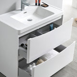Fresca Tuscany 32 Glossy White Free Standing Modern Bathroom Cabinet W/ Integrated Sink