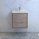 Fresca Catania 24 Rustic Natural Wood Wall Hung Modern Bathroom Cabinet W/ Integrated Sink
