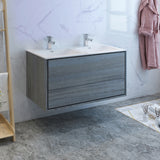 Fresca Catania 48 Ocean Gray Wall Hung Modern Bathroom Cabinet W/ Integrated Double Sink