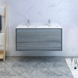 Fresca Catania 48 Ocean Gray Wall Hung Modern Bathroom Cabinet W/ Integrated Double Sink