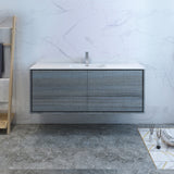 Fresca Catania 60 Ocean Gray Wall Hung Modern Bathroom Cabinet W/ Integrated Single Sink