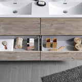 Fresca Catania 60 Rustic Natural Wood Wall Hung Modern Bathroom Cabinet W/ Integrated Double Sink