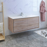 Fresca Catania 60 Rustic Natural Wood Wall Hung Modern Bathroom Cabinet W/ Integrated Single Sink