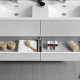 Fresca Catania 60 Glossy White Wall Hung Modern Bathroom Cabinet W/ Integrated Double Sink