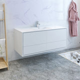 Fresca Catania 60 Glossy White Wall Hung Modern Bathroom Cabinet W/ Integrated Single Sink