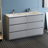 Fresca Lazzaro 60 Gray Free Standing Modern Bathroom Cabinet W/ Integrated Double Sink