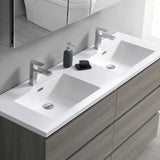 Fresca Lazzaro 60 Gray Wood Free Standing Modern Bathroom Cabinet W/ Integrated Double Sink