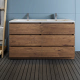 Fresca Lazzaro 60 Rosewood Free Standing Modern Bathroom Cabinet W/ Integrated Double Sink