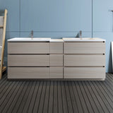 Fresca Lazzaro 84 Gray Wood Free Standing Double Sink Modern Bathroom Cabinet W/ Integrated Sinks
