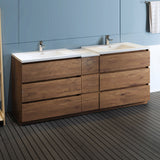 Fresca Lazzaro 84 Rosewood Free Standing Double Sink Modern Bathroom Cabinet W/ Integrated Sinks