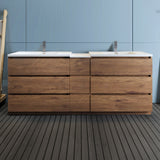 Fresca Lazzaro 84 Rosewood Free Standing Double Sink Modern Bathroom Cabinet W/ Integrated Sinks