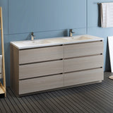 Fresca Lazzaro 72 Gray Wood Free Standing Modern Bathroom Cabinet W/ Integrated Double Sink