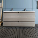 Fresca Lazzaro 72 Gray Wood Free Standing Modern Bathroom Cabinet W/ Integrated Double Sink